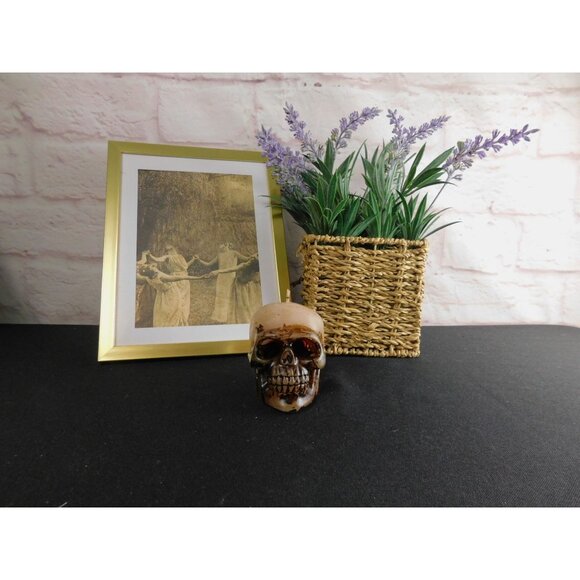 Unscented Skull Candle Home Decor 3" - Goth, Witchy, Creepy, Halloween - Picture 3 of 11